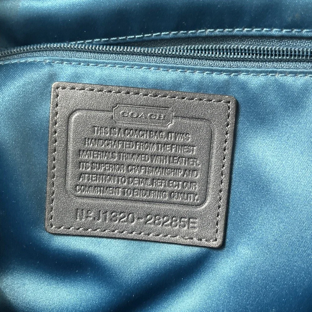 Coach Gray C Logo Shoulder Bag Large Tote Satin Lining 28285E